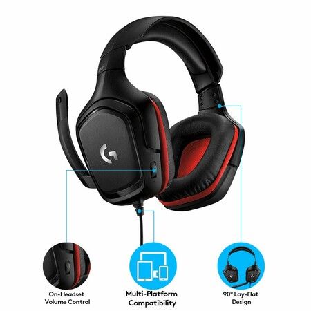 Gaming Headset Wired G331 2.1 ch Stereo, 0.1 inch (3.5 mm), Lightweight, Noise Canceling, Single, Flippable Microphone