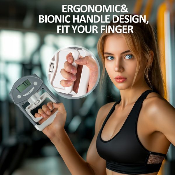 Electronic Hand Grip Strength Tester, Grip Strengthener Hand Exerciser Meter, Digital Hand Grip Training Gauge 220 Lbs / 99 Kgs for Sports (Blue)