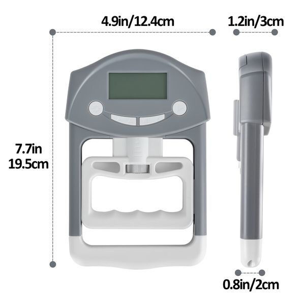 Electronic Hand Grip Strength Tester, Grip Strengthener Hand Exerciser Meter, Digital Hand Grip Training Gauge 220 Lbs / 99 Kgs for Sports (Gray)
