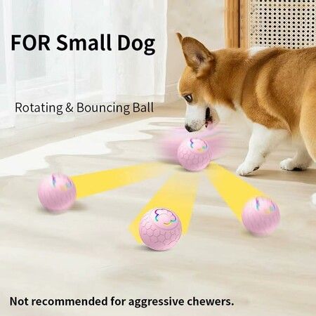 Smart Interactive Dog Toys Ball, Auto Bouncing Rotating Ball, Moving Pet Toys for Dogs 20 lbs, USB Rechargeable, Fun Gift for Boredom, 1 Pack, Pink