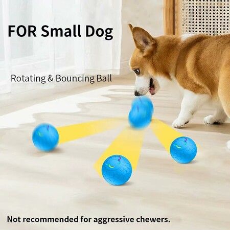 Smart Interactive Dog Toys Ball, Auto Bouncing Rotating Ball, Moving Pet Toys for Dogs 20 lbs, USB Rechargeable, Fun Gift for Boredom, 1 Pack, Blue