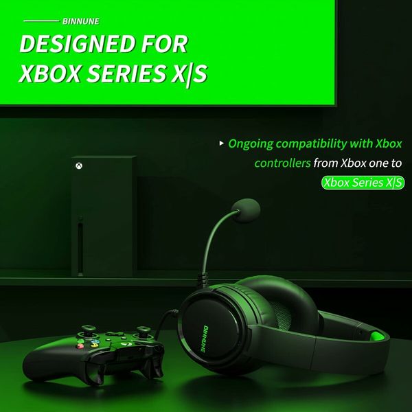 Gaming Headset with Mic for PS4 PS5 Series X|S One PC NS, Wired Gaming Headphones with Microphone for PS 4|5, Green