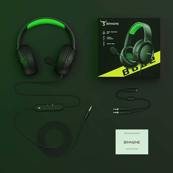 Gaming Headset with Mic for PS4 PS5 Series X|S One PC NS, Wired Gaming Headphones with Microphone for PS 4|5, Green