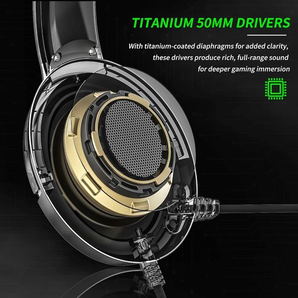 Gaming Headset with Mic for PS4 PS5 Series X|S One PC NS, Wired Gaming Headphones with Microphone for PS 4|5, Green