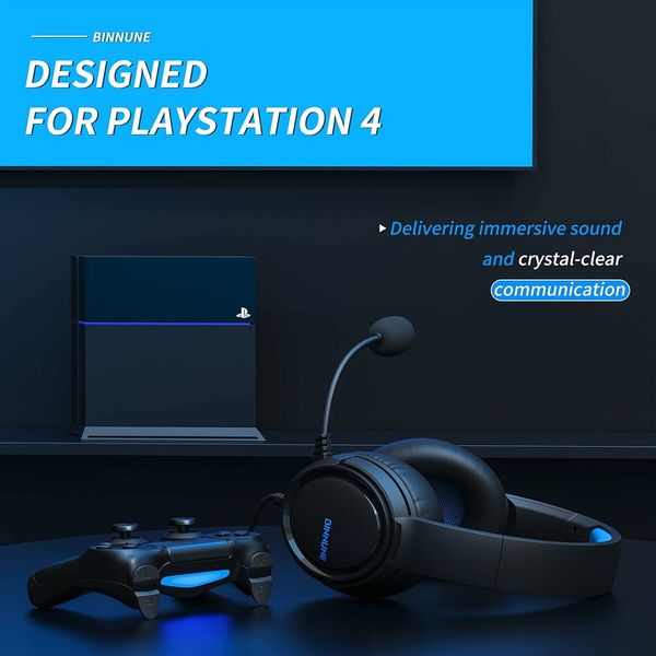Gaming Headset with Mic for PS4 PS5 Series X, One PC NS, Wired Gaming Headphones with Microphone for PS 4|5, Blue