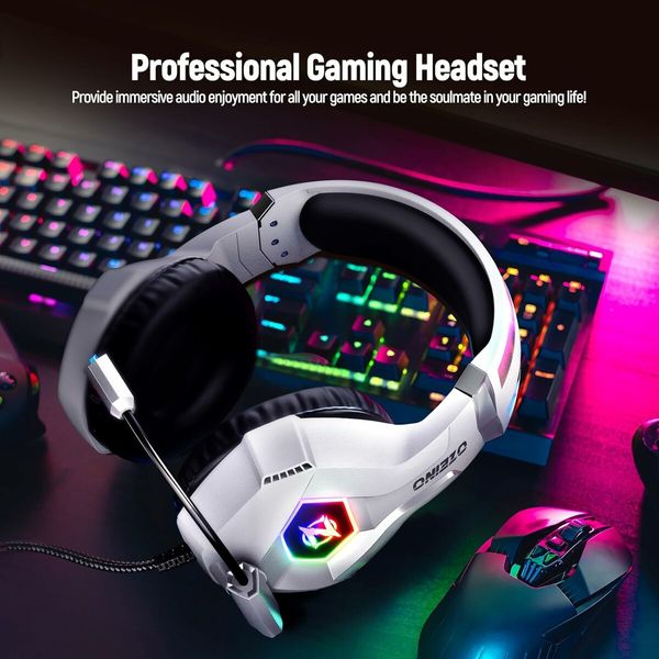 Gaming Headset for PC, Ps4, Ps5, Headset with 7.1 Surround Sound, Gaming Headphones with Noise Cancelling Mic RGB Light