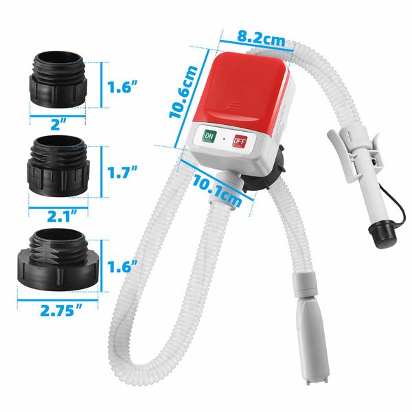 Oil Fuel Transfer Pump 3.2GPM Battery Powered Extractor for Car Gas Diesel Kerosene Petrol Water Liquid with 3 Gas Can Adapters Hose Auto Stop Sensor