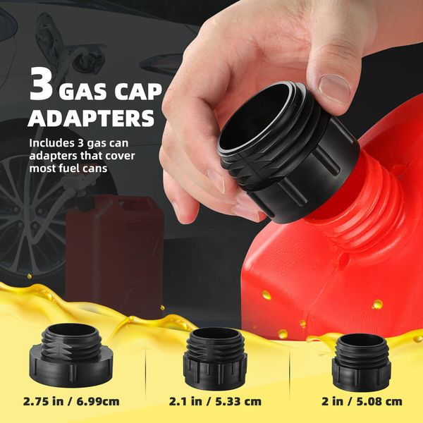 Oil Fuel Transfer Pump 3.2GPM Battery Powered Extractor for Car Gas Diesel Kerosene Petrol Water Liquid with 3 Gas Can Adapters Hose Auto Stop Sensor