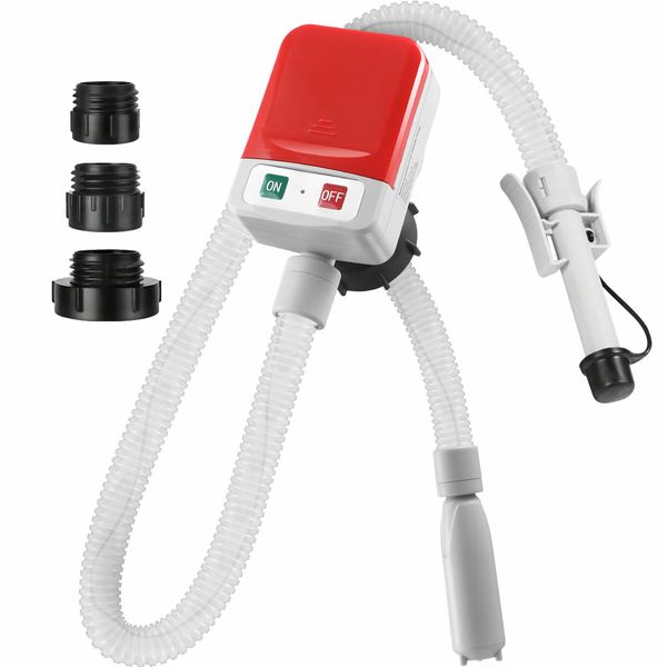 Oil Fuel Transfer Pump 3.2GPM Battery Powered Extractor for Car Gas Diesel Kerosene Petrol Water Liquid with 3 Gas Can Adapters Hose Auto Stop Sensor