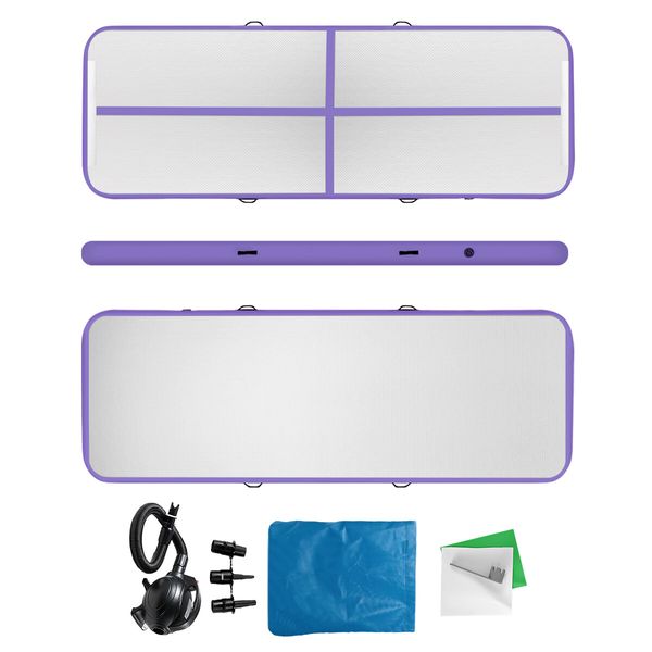 Inflatable AirTrack  Air Track Gymnastics Tumbling Floor Mat with Electric Pump Purple 3x1x0.1m