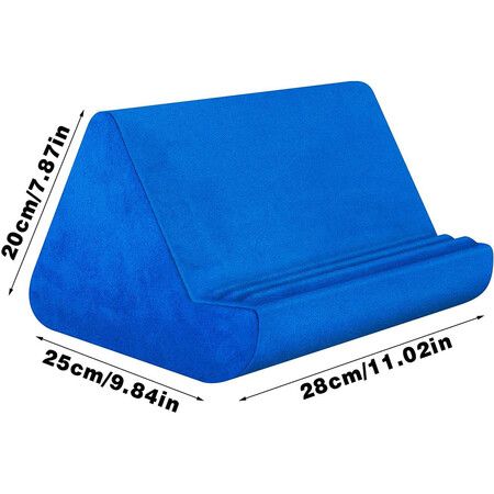 Tablet Stand Pillow with Pocket, Lazy Holder Stand for Bed Sofa,Compatible with iPads Tablets Smartphones Books Magazines (Blue)