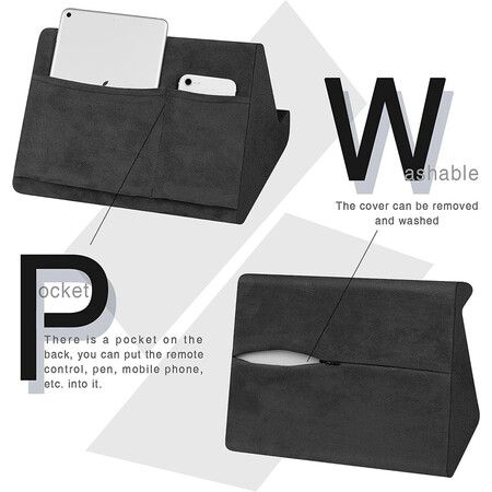 Tablet Stand Pillow with Pocket, Lazy Holder Stand for Bed Sofa,Compatible with iPads Tablets Smartphones Books Magazines (Black)