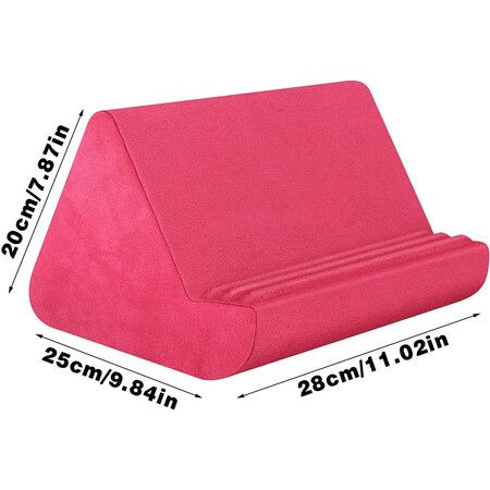 Tablet Stand Pillow with Pocket, Lazy Holder Stand for Bed Sofa,Compatible with iPads Tablets Smartphones Books Magazines (Rose Red)