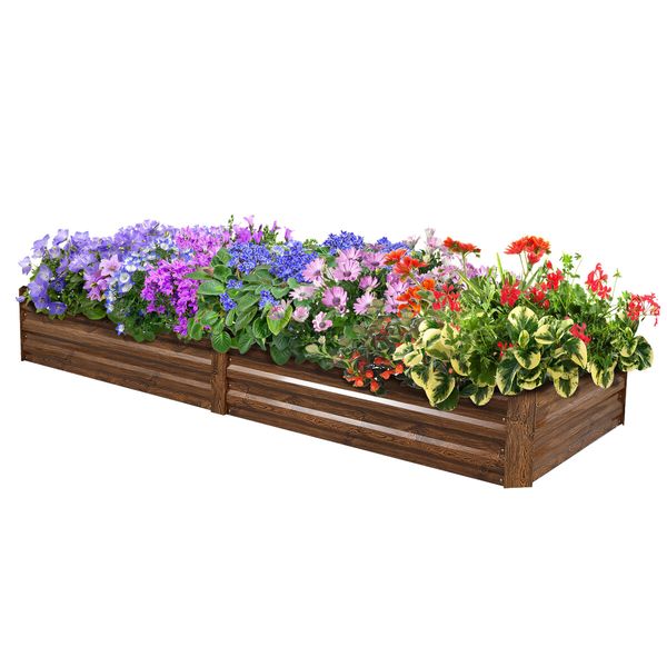 Large Raised Garden Bed Outdoor Planter Box Flower Herb Vegetable Green Container Guard Holder 240x60x30cm for Yard Balcony Window Patio Steel
