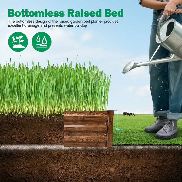 Large Raised Garden Bed Outdoor Planter Box Flower Herb Vegetable Green Container Guard Holder 240x60x30cm for Yard Balcony Window Patio Steel