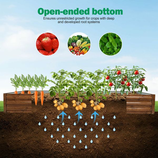 Large Raised Garden Bed Outdoor Planter Box Flower Herb Vegetable Green Container Guard Holder 240x60x30cm for Yard Balcony Window Patio Steel