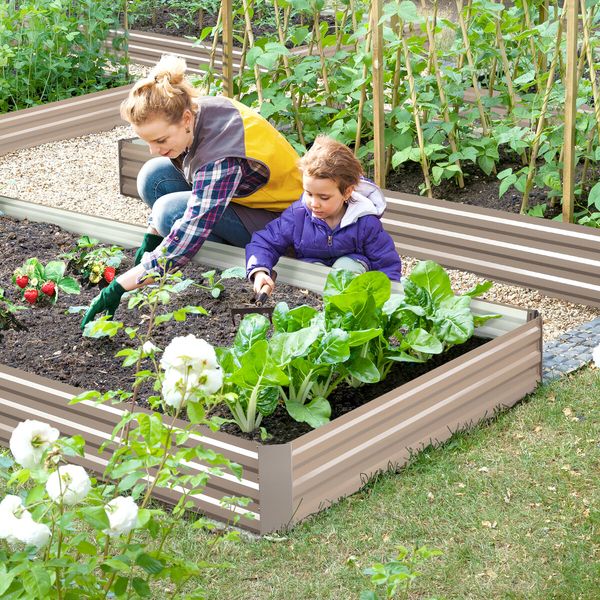 Large Raised Garden Bed Metal Planter Box Container Outdoor Flower Vegetable Herb Green Fence Holder Guard for Yard Balcony Patio 240x120x30cm