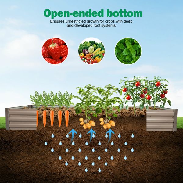 Large Raised Garden Bed Metal Planter Box Container Outdoor Flower Vegetable Herb Green Fence Holder Guard for Yard Balcony Patio 240x120x30cm