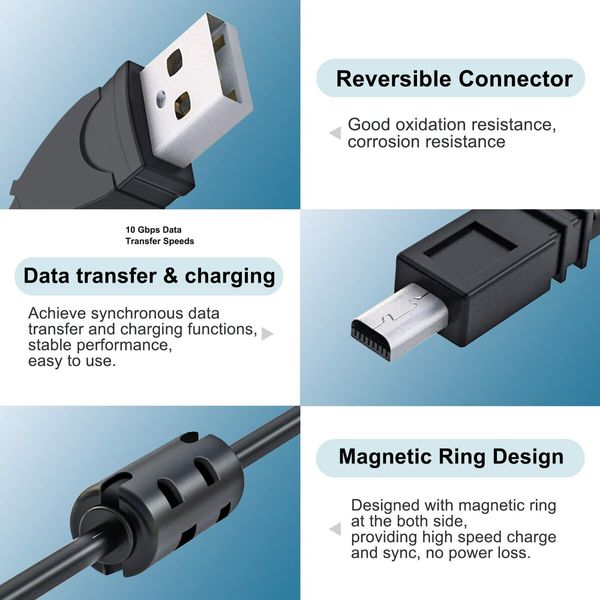 Replacement Nikon Camera UC-E6,UC-E16,UC-E17,UC-E23 USB Cable Transfer Charging Cable Cord for Nikon SLR DSLR D Series & Coolpix L340 L32 L22 A10 S Series