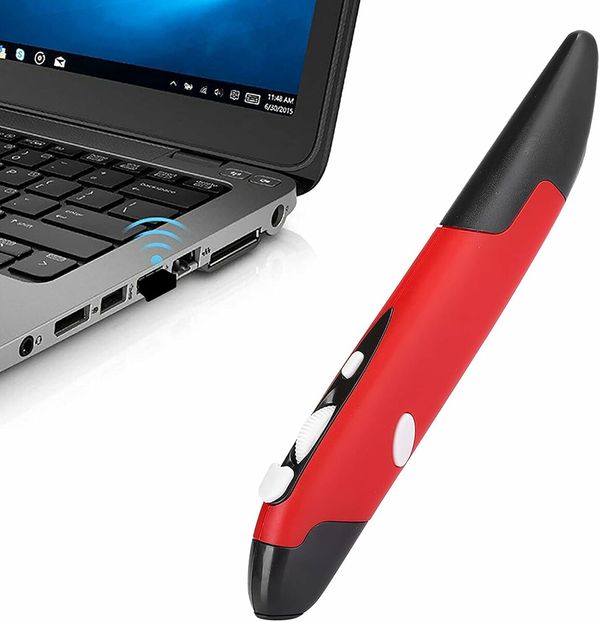 2.4GHz USB Wireless Optical Stylus for Computer Parts for PC Wireless Mouse 2.4G Type of Customised Innovative Vertical Stylus (Red)