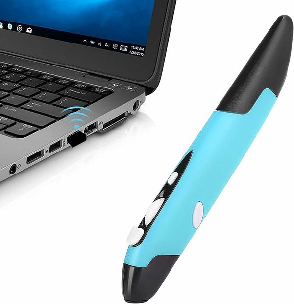 2.4GHz USB Wireless Optical Stylus for Computer Parts for PC Wireless Mouse 2.4G Type of Customised Innovative Vertical Stylus (Blue)