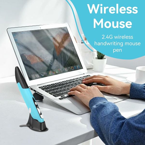 2.4GHz USB Wireless Optical Stylus for Computer Parts for PC Wireless Mouse 2.4G Type of Customised Innovative Vertical Stylus (Blue)