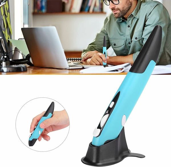 2.4GHz USB Wireless Optical Stylus for Computer Parts for PC Wireless Mouse 2.4G Type of Customised Innovative Vertical Stylus (Blue)