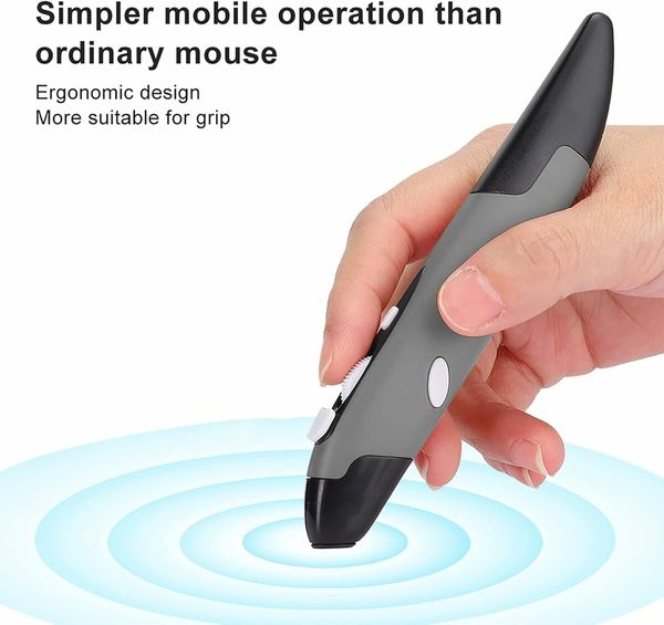 2.4GHz USB Wireless Optical Stylus for Computer Parts for PC Wireless Mouse 2.4G Type of Customised Innovative Vertical Stylus (Grey)