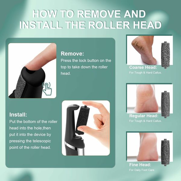 Electric Callus Remover for Feet,Pedicure Tools Foot Care Kit, Foot Scrubber Feet File Smooth Pedi Wand for Hard Cracked Dry Dead Skin-Black
