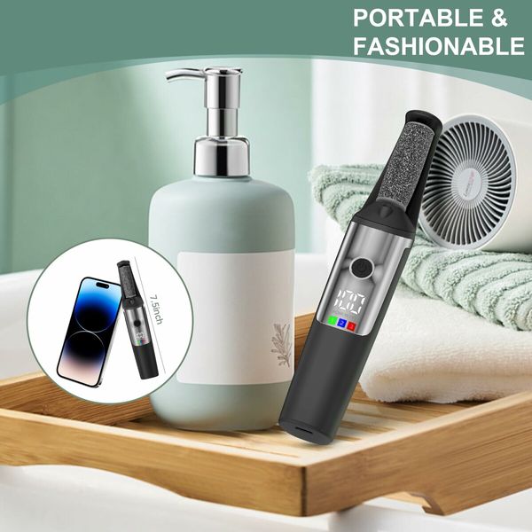 Electric Callus Remover for Feet,Pedicure Tools Foot Care Kit, Foot Scrubber Feet File Smooth Pedi Wand for Hard Cracked Dry Dead Skin-Black