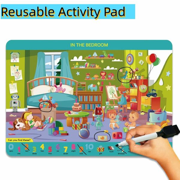 Preschool Learning Activities Search and Find Books,Travel Game for Road Trip Car Airplane,Busy Book Activity Books Birthday Gifts for Kids Ages 3+