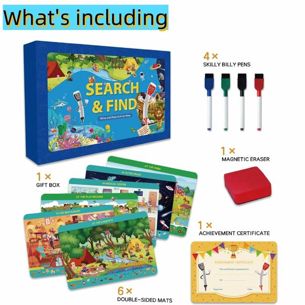 Preschool Learning Activities Search and Find Books,Travel Game for Road Trip Car Airplane,Busy Book Activity Books Birthday Gifts for Kids Ages 3+