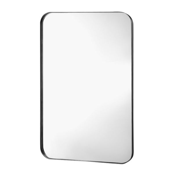 Black Wall Mirror Bathroom Vanity Rectangle Large Framed Standing Makeup Shower Shaving Decorative Mount Bedroom Hallway 90x60cm