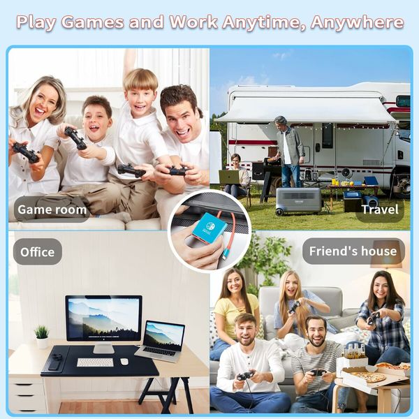 Portable  Switch TV Adapter Support 4K/60HZ  TV Dock Mode Compatible Steam Deck Switch OLED with HDMI2.0 USB3.0 Port USB C-Blue
