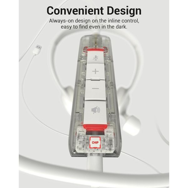 USB Computer Headset with Clear Chat Microphone,Lightweight On-Ear Wired Headset for MS Teams,Skype,Webinars,Call Center and More (White)