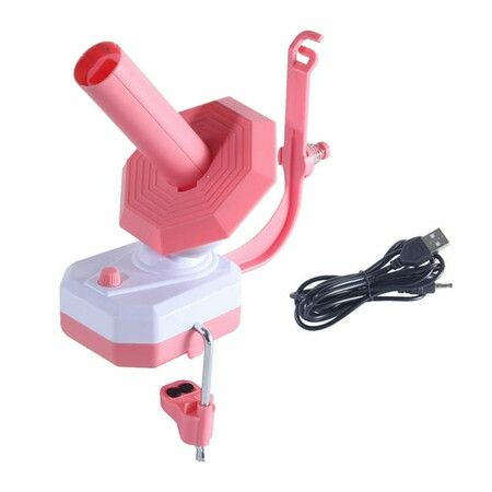 Automatic Yarn Winder Thread Winder Reusable Efficiently, Yarn Dispenser Electric Yarn Ball Winder for Knitters Crocheters, Pink