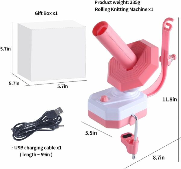 Automatic Yarn Winder Thread Winder Reusable Efficiently, Yarn Dispenser Electric Yarn Ball Winder for Knitters Crocheters, Pink