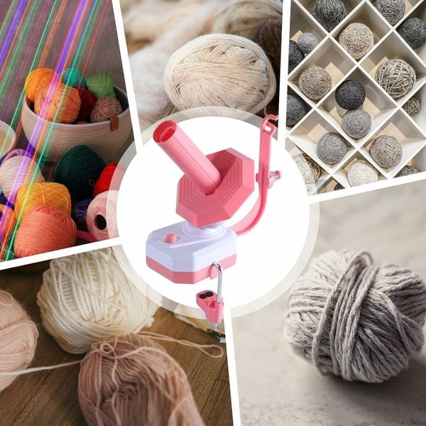 Automatic Yarn Winder Thread Winder Reusable Efficiently, Yarn Dispenser Electric Yarn Ball Winder for Knitters Crocheters, Pink