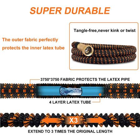 75ft Expandable Garden Hose with 10-Function Nozzle, Lightweight, Durable, Flexible, Kink-Free Retractable Garden Hose for Lawn and Garden