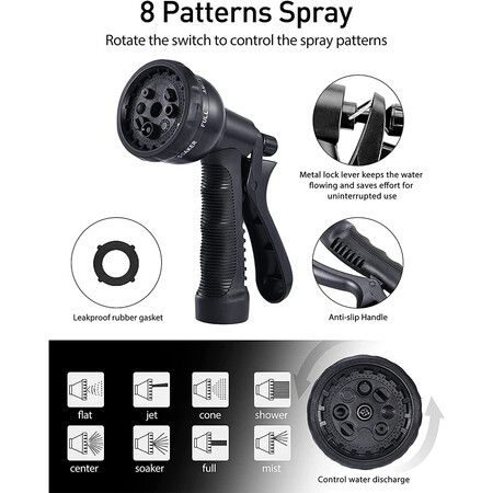 50ft Expandable Garden Hose with Multi-Function Nozzle, Leak-Proof Nano Rubber Latex Construction, and Durable Brass Connectors