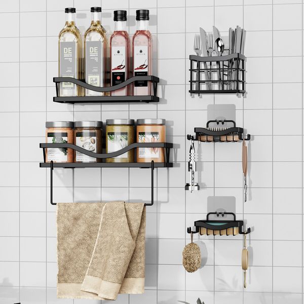 Shower Caddy, 5 Pack Rustproof Stainless Steel Bath Organizers With Large Capacity, No Drilling Shelves for Bathroom Storage & Home Decor