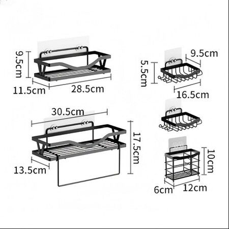 Shower Caddy, 5 Pack Rustproof Stainless Steel Bath Organizers With Large Capacity, No Drilling Shelves for Bathroom Storage & Home Decor