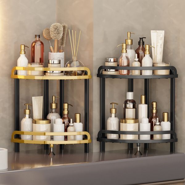 Shower Corner Shelf Caddy 2 Shelf Shower Organizer Corner No Drill Shower Storage Rust Proof Bathroom Corner Wall Shelf Shampoo Holder Gold