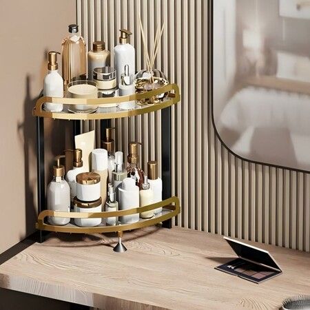 Shower Corner Shelf Caddy 2 Shelf Shower Organizer Corner No Drill Shower Storage Rust Proof Bathroom Corner Wall Shelf Shampoo Holder Gold