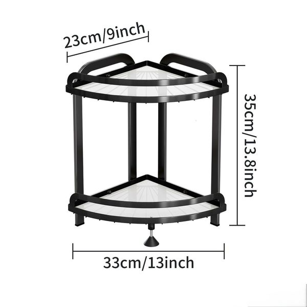 Shower Corner Shelf Caddy 2 Shelf Shower Organizer Corner No Drill Shower Storage Rust Proof Bathroom Corner Wall Shelf Shampoo Holder Black