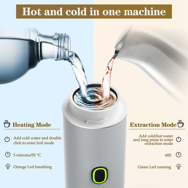 Portable Electric Espresso Mini Machine, Coffee Maker with Ground Coffee and NS Capsule for Machine,Perfect for Hiking,Camping,Office(Silver)