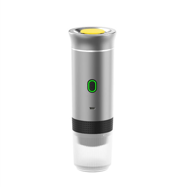 Portable Electric Espresso Mini Machine, Coffee Maker with Ground Coffee and NS Capsule for Machine,Perfect for Hiking,Camping,Office(Silver)