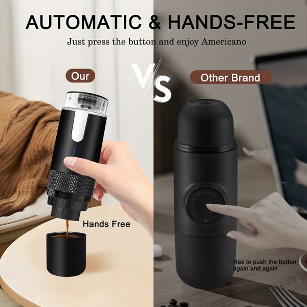 Portable Coffee Machine Electric Espresso Maker USB Rechargeable Coffee Maker Compatible with Capsule & Ground (Not heated)