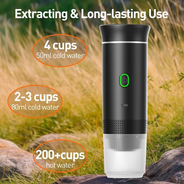 Portable Electric Espresso Mini Machine, Coffee Maker with Ground Coffee and NS Capsule for Machine, Perfect for Hiking,Camping,Office(Black)