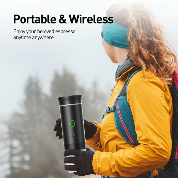 Portable Electric Espresso Mini Machine, Coffee Maker with Ground Coffee and NS Capsule for Machine, Perfect for Hiking,Camping,Office(Black)